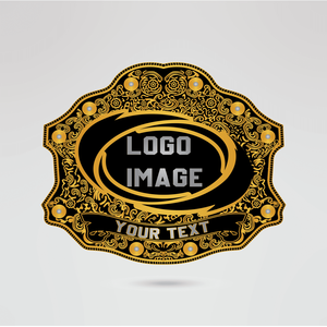 Ceinture de championnat de lutte en cuir noir avec plaque dorée – Équipement sportif - Product Image 1