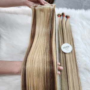 ผมแท้เวียดนามสีบลอนด์ GUGU HAIR Remy 100% แบบเย็บสองชั้นสำหรับผู้หญิง ไฮไลท์สีแพลตตินั่ม น้ำหนัก 100 กรัม - Product Image 4