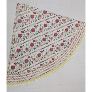 Floral Canvas Cotton Hand block printed 6 seater <b>Round</b> <b>Table</b> <b>Cloth</b> Eco-friendly handcrafted in India Premium <b>table</b> cover - Product Image 1