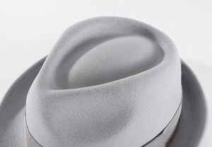 Gray Wool Fedora <b>Hat</b> with Ribbon <b>Band</b> Unisex Classic Style for Casual Wear Spring Autumn Adult Size 56-58CM - Product Image 6