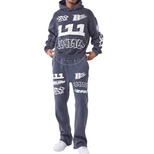 Survêtements d'hiver pour hommes à logo personnalisé, les plus vendus, deux pièces, respirants, 100 % coton, légers, manches longues pleine longueur - Product Image 1