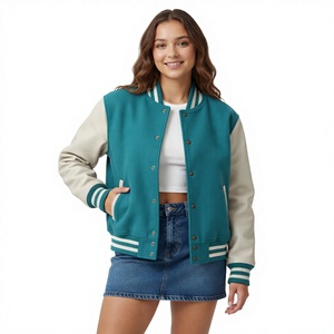 <b>Purple</b> <b>Varsity</b> <b>Jacket</b> Women Men – Cream Leather Sleeves Ribbed Collar | Retro College Letterman Bomber <b>Jacket</b> Snap Button - Product Image 4