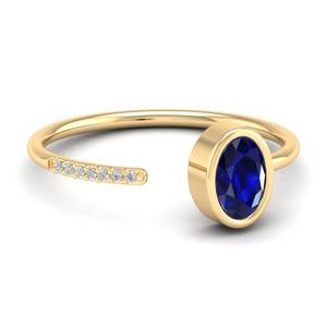 Anillo de Plata de Ley 925 con Moissanita y Zafiro Azul de 0.5 Quilates, Corte Ovalado, para Mujer, Precio al por Mayor REYES - Product Image 1