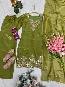 Traditional Dress Solid Color Elegant Women's 3 Pcs Casual Lightweight Salwar Kameez Suit <b>Top</b> Designer <b>Party</b> All Seasons - Product Image 5
