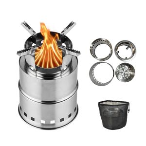 Estufa Portátil de Acero Inoxidable para Cocinar con Leña, Mini Fogata para Camping con Soporte para Olla Desmontable y Bolsa - Product Image 2