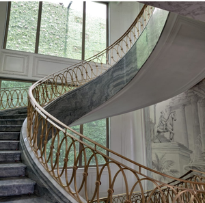 Balustrade de balcon moderne en laiton doré, motif géométrique floral ovale, main courante décorative - Product Image 4