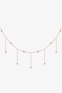 สร้อยคอเพชรทรงหยดน้ำแบบปรับได้ ขนาด 16-18 นิ้ว ตัวเรือนทองคำแท้ 14K ประดับเพชรทรงกลมเจียระไนแบบ Bezel Set เพชรเพาะเลี้ยง พร้อมตัวล็อกแบบ Lobster Clasp - Product Image 3