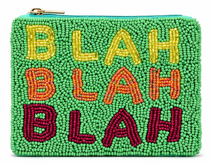 BLAH BLAH Beaded Pouch | Handmade Statement Coin Purse | <b>Fun</b> Colorful Zip Clutch| Cute Statement Mini <b>Bag</b> - Product Image 1