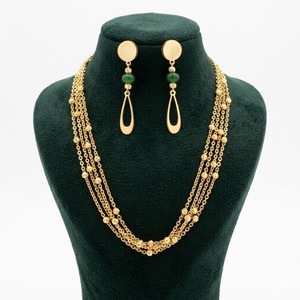 Ensemble de collier Mala à plusieurs rangs en argent 925 pour femmes, boucles d'oreilles, bijoux fantaisie de créateur, cadeau de mariage - Product Image 1