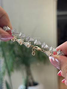 Pulsera de tenis de diamantes cultivados en laboratorio de primera calidad para mujer, con forma marquesa y trillón, 9.10 quilates, oro de 14K, joyería de compromiso y declaración. - Product Image 4