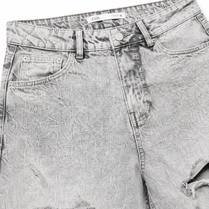 Custom Denim Jorts Streetwear Men's Wide Leg Jean Shorts Bulk Clothing Factory - Product Image 6