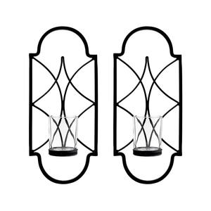 Ensemble de appliques murales élégantes en métal noir et verre, design suspendu orné, cadre robuste, lueur chaude, décoration intérieure classique - Product Image 4