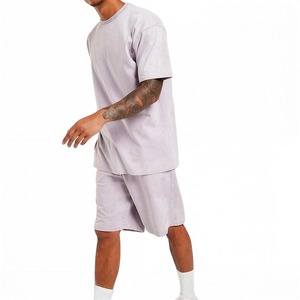 Custom Men's Clothing High Quality Casual Heavyweight Oversized Summer Short Sleeve 100% Cotton Men T Shirts and Shorts <b>Sets</b> - Product Image 2