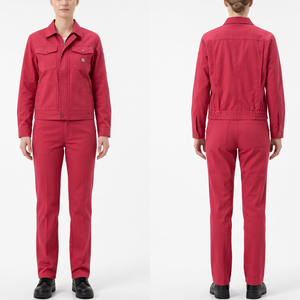 Premium 280 GSM Cotton Polyester Twill Women Workwear Uniform <b>White</b> Zip Front Utility Jacket <b>Cargo</b> Pant Custom Embroidery - Product Image 2
