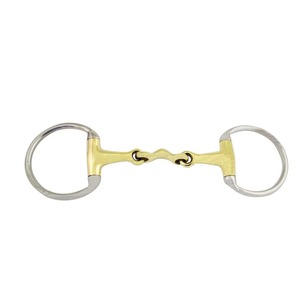 Mors de cheval de style occidental en cuivre avec chaîne à crochets et garnitures argentées, rouleau central pour joues, pour la mastication équine - Product Image 1