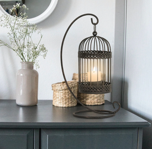 Bird Cage <b>Black</b> Metal Candle <b>Lantern</b> For Festive Home Decor in Best Price - Product Image 3