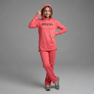 Ensemble Tunique Longue à Capuche et Pantalon Modeste Islamique Sur Mesure pour Femmes, Tenue de Sport, Survêtement, Vêtements de Sport, Vente en Gros, Fournisseur d'Usine, OEM - Product Image 1