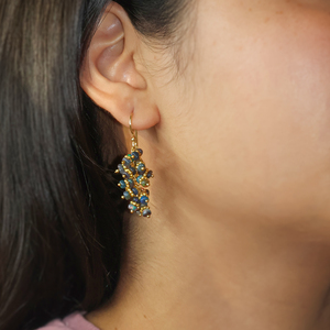 Gold Plated <b>Opal</b> Cluster Dangle <b>Earrings</b> Beaded Drop <b>Earrings</b> for Wedding Party Gift - Product Image 2