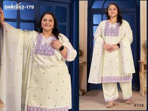 Nouvelle collection de kurta-pantalon et dupatta en pur coton de qualité supérieure, brodés et grandes tailles, fabriqués en Inde. - Product Image 3