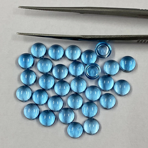 Certificado Natural 7mm Topacio Azul suizo redondo suave cabujón suelto calibrado piedras preciosas para joyería piedras preciosas proveedor mayorista - Product Image 3