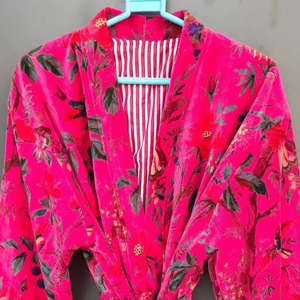 Bata de Kimono con Estampado Digital de Dibujos Animados para Mujer, Suave y Transpirable, 100% Algodón, Camisón de Verano Hecho a Mano, Cuello en V, Cintura Elástica, ODM - Product Image 1