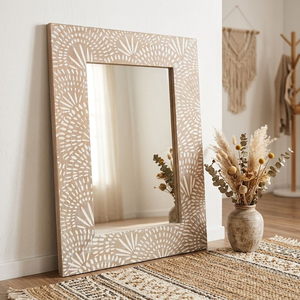 Espejo de Pared Artesanal con Incrustaciones de Hueso y Diseño de Rayos de Sol para Sala de Estar, Dormitorio, Entrada, Decoración del Hogar, Venta al por Mayor - Product Image 3