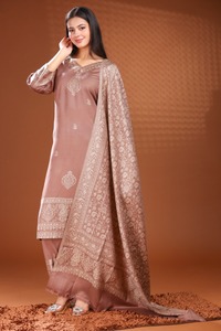 Embroidered Reversible Moisture-Wicking Traditional Winter Wool Salwar Kameez Set Heavy Dupatta Women <b>Wedding</b>/Party Formal Wear - Product Image 2