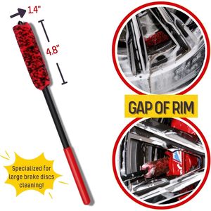 Kit 3 Spazzole Angolate in Microfibra per Dettagli Auto, Spazzole per Cerchioni e Pinze Freno Senza Graffi, Woolies per Raggi Ruota - Product Image 4