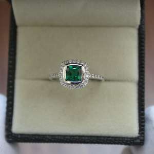 Handmade <b>Emerald</b> <b>Ring</b> S925 Sterling <b>Silver</b> Gemstone <b>Ring</b> Elegant Fine Jewelry Gift For Her Women Statement <b>Ring</b> - Product Image 1