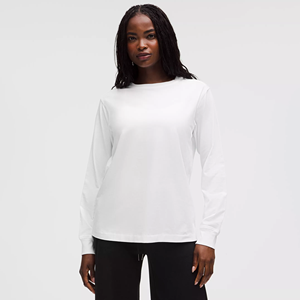 Breathable Women Long Sleeve Terry Logo Summer Tshirt 210G 100% Cotton Casual Home Wear Plain Custom <b>Pattern</b> Long Sleeve T-Shirt - Product Image 1