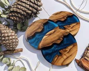 Handmade Luxury Square Blue Resin Eco-Friendly <b>Drink</b> <b>Coaster</b> - Product Image 5