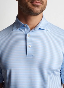 Men's Light <b>Blue</b> Striped <b>Polo</b> <b>Shirt</b> Short Sleeve Knitted Breathable Smart Casual Regular Fit - Product Image 4