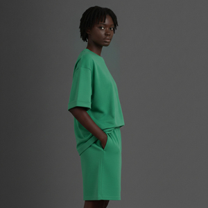OEM/ODM 100% personnalisé, logo brodé, ensemble décontracté d'été, haut court et short au genou pour femme, coupe régulière, 2 tons, dentelle vintage, 2 pièces - Product Image 5