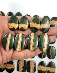 พลอยแจสเปอร์ธรรมชาติแบบหลวมขายส่งจำนวนมาก คริสตัลควอตซ์บำบัดจักระทั้งเจ็ดแบบคาโบชอง ขายส่งเป็นคู่ - Product Image 2