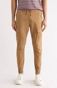 Pantalones deportivos casuales para hombre, cintura media, con cordón ajustable, corte regular, poliéster y algodón, con bolsillos - Product Image 4