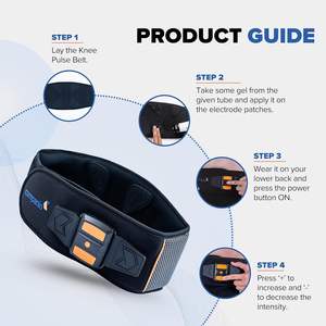 <b>Knee</b> Pulse Belt Product Guide Step by Step Setup Usage Instructions for Pain Relief Muscle Stimulation Intensity Adjustment - Product Image 3