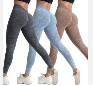 Legging de yoga et fitness pour femmes, taille haute, coupe slim, déchiré, personnalisable, pour la course, vente en gros - Product Image 1