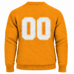 Custom Amber Orange Men Fuzzy Knit Sweater Crew Neck Long Sleeve Soft <b>Warm</b> Pullover Winter <b>Jumper</b> with Raised Chest Letter Logo - Product Image 2