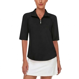 Custom Logo <b>Women's</b> Golf Clothing Solid Quarter-<b>Zip</b> Short Sleeve Breathable Mesh Fabric Quick Dry Performance Athletic <b>Top</b> - Product Image 2