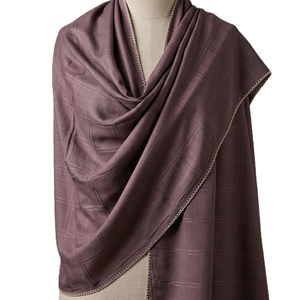 Pañuelo AHE Zubda para Mujer, Suave, Ligero, Transpirable, Liso, con Encaje Kingri en 3 Lados, Longitud Media, para Todas las Temporadas, Más de 20 Colores, Venta al Por Mayor - Product Image 1