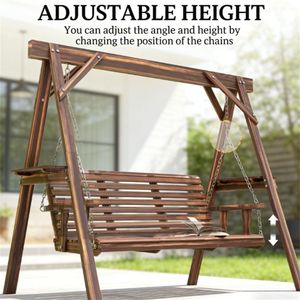 Dondolo da Esterno Marrone Carbonizzato con Supporto per Veranda, Terrazza o Giardino - Product Image 3