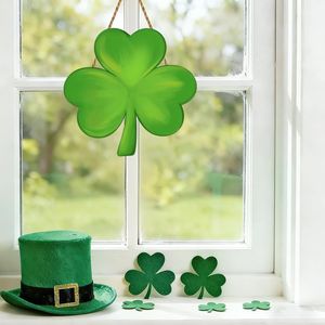 St. Patrick's Day <b>Wall</b> Hanging Wreath Wooden Front Door Decorations with Shamrock Sign Door <b>Signage</b> for Festive Holiday - Product Image 5