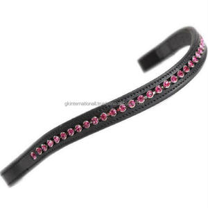 แถบคิ้วหนังแฮนด์เมดสีเขียวฮาวานาประดับเพชรขนาดใหญ่สีดำและน้ำตาล - Product Image 2