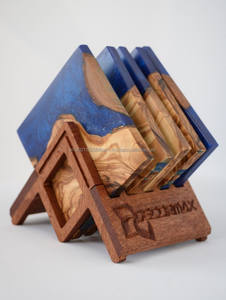 Posavasos Cuadrados Hechos a Mano de Madera y Resina con Diseño Estampado, Estilo Europeo, para Decoración del Hogar, Hoteles y Bodas, Venta al Por Mayor - Product Image 2