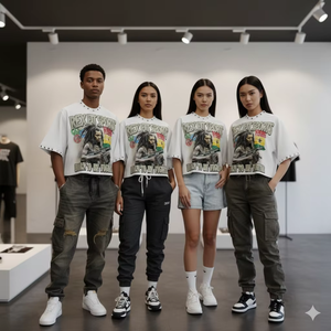 T-shirt en coton pour homme style streetwear, personnalisable DTG, coupe oversize, col rond, manches classiques, vente en gros - Product Image 3