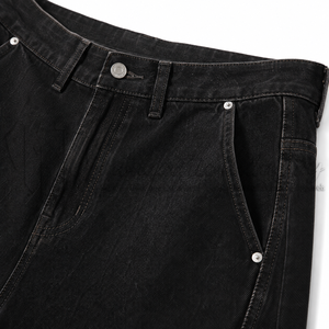 Jeans de Mezclilla Negros para Hombre, Corte Holgado y Pierna Ancha, Algodón Grueso, Ecológicos, Estilo Casual Otoñal - Product Image 6