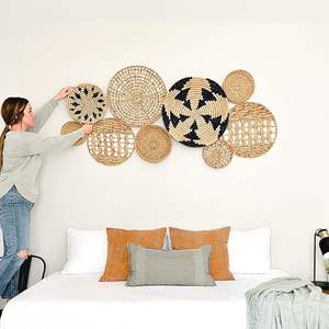 Colgantes de Pared de Bambú Redondos Hechos a Mano, Platos Tejidos de Paja, Cestas de Mimbre, Jacinto de Agua, Decoraciones de Pared, Arte Moderno PARA EL Hogar - Product Image 2