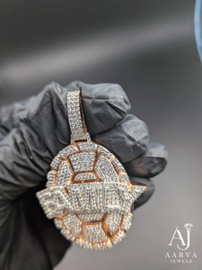 Colgante de Tortuga con Incrustaciones de Moissanita, Chapado en Oro de Dos Tonos, Plata 925, Joyería Hip Hop para Hombre y Mujer - Product Image 6