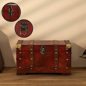 Premium Wooden Trunk Box With Metal Look Finished And Handles Vintage <b>Storage</b> <b>Chest</b> Ideal For Home Decor And Organization - Product Image 4
