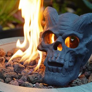 Forniture per feste di Halloween imitati a prova di fuoco teschi umani registro a Gas per camino in legno NG LP falò decorazioni per BBQ-refrattari - Product Image 3